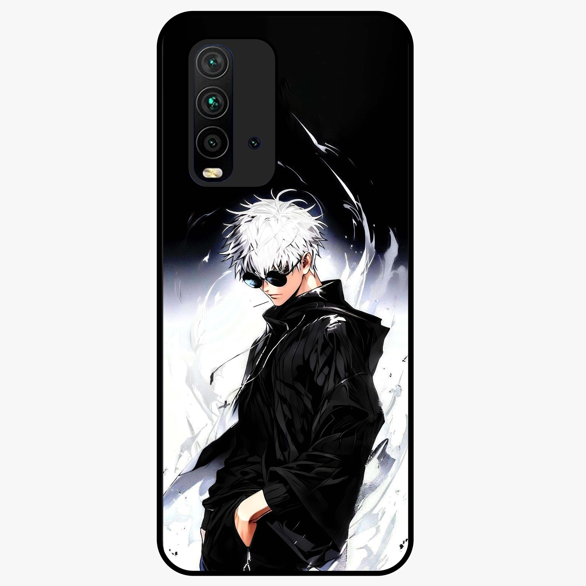 Limitless Shadow King Glass Case showing flat back view with powerful shadow warrior artwork and glossy glass finish.