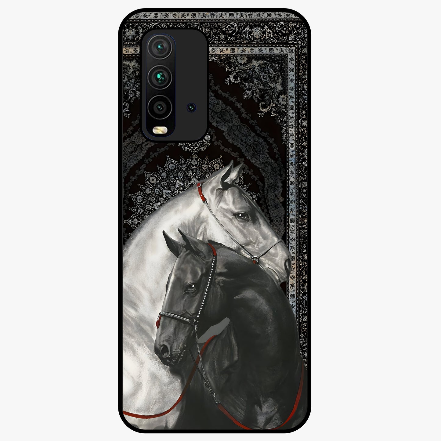 Majestic Ride Legacy Glass Case showing flat back view with powerful automotive inspired artwork and glossy glass finish.