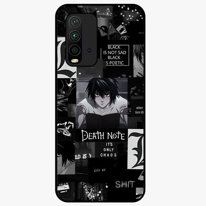 Midnight Chaos Mind Glass Case showing flat back view with abstract dark themed artwork and glossy glass finish.