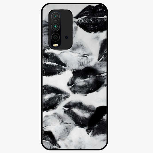 Midnight Kiss Marks Glass Case showing flat back view with lipstick kiss mark artwork and glossy glass finish.