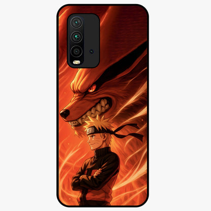 Nine Tails Legacy Glass Case showing flat back view with powerful nine-tailed fox inspired artwork and glossy glass finish.