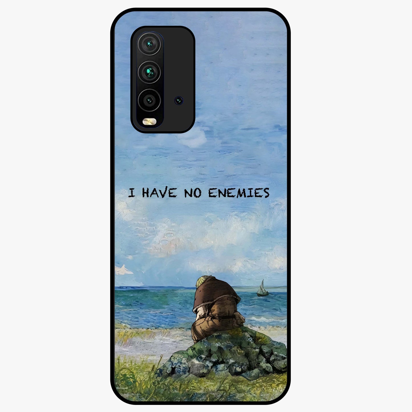 Peace Beyond War Glass Case showing flat back view with symbolic peace themed artwork and glossy glass finish.