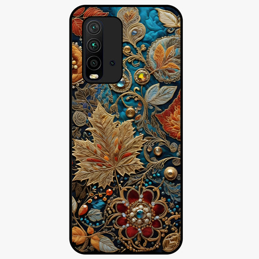 Royal Jewel Garden Glass Case showing flat back view with decorative floral garden artwork and glossy glass finish.