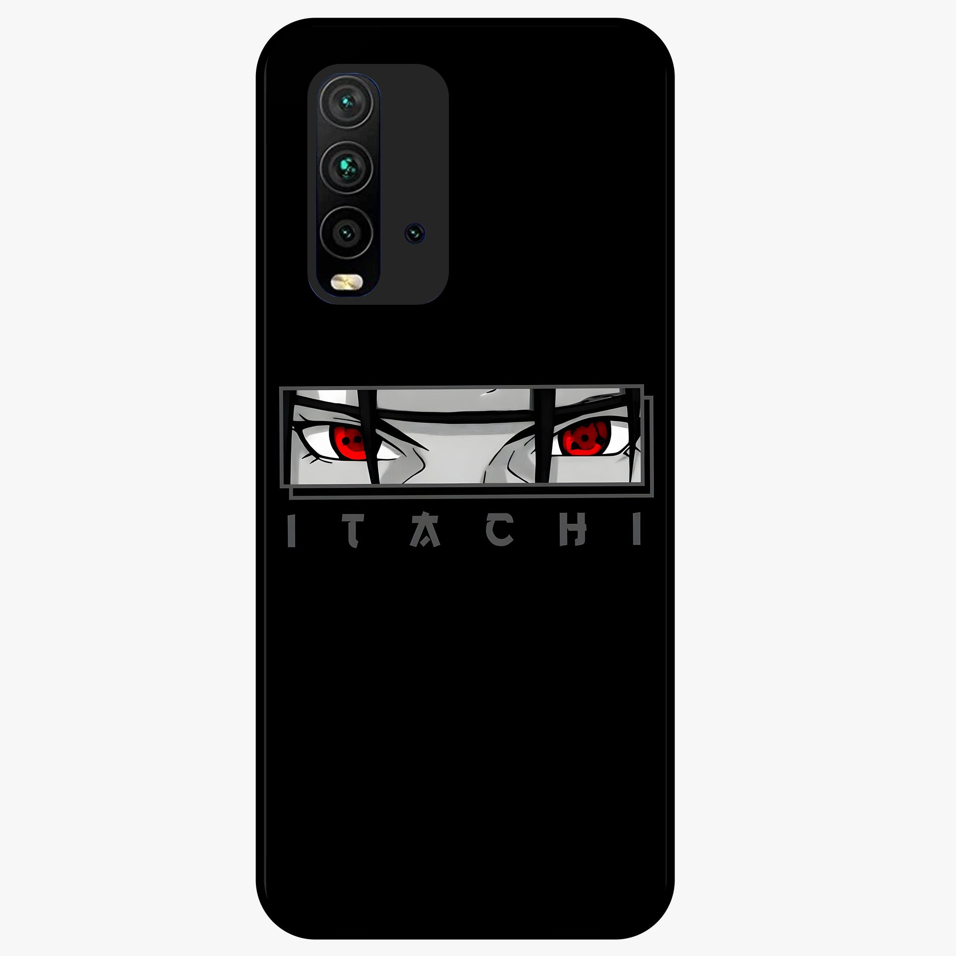 Scarlet Gaze Dominance Glass Case showing flat back view with striking red themed artwork and glossy glass finish.