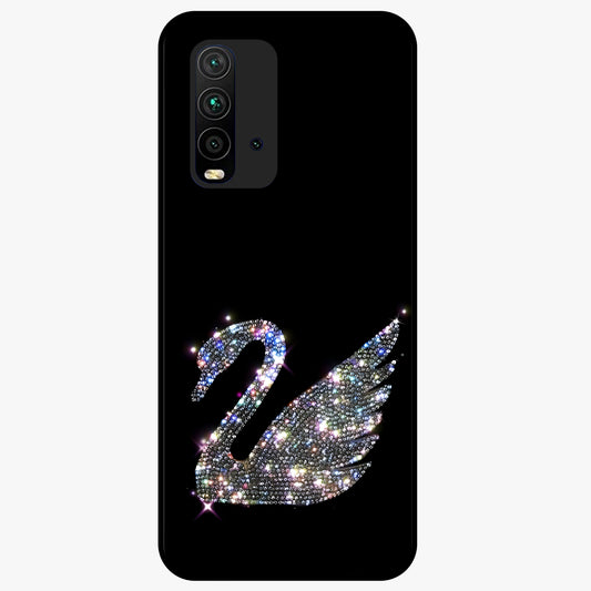 Starlit Swan Grace Glass Case showing flat back view with graceful swan artwork under starry sky and glossy glass finish.