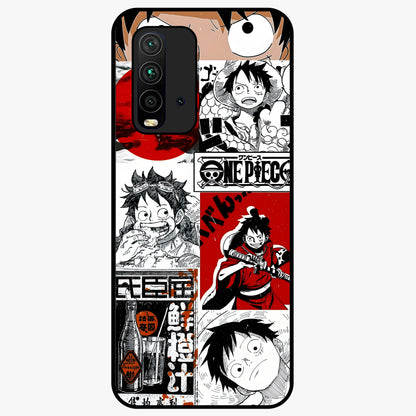 Strawhat Chaos Panels Glass Case showing flat back view with anime inspired chaos panel artwork and glossy glass finish.