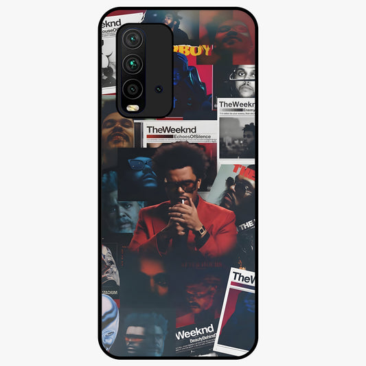 The Weeknd Glass Case showing flat back view with music inspired artistic portrait artwork and glossy glass finish.