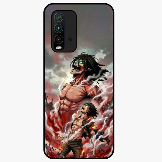 Titan Awakening Fury Glass Case showing flat back view with powerful titan inspired artwork and glossy glass finish.