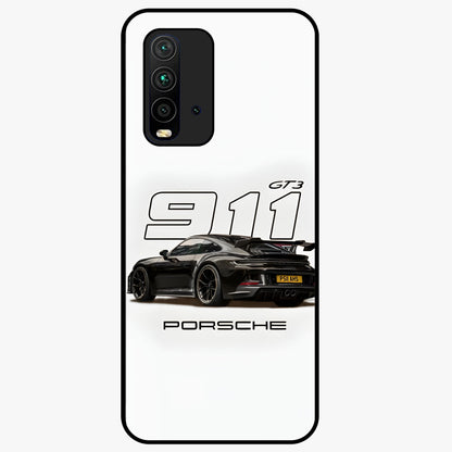 Turbo Legacy Icon Glass Case showing flat back view with iconic sports car inspired artwork and glossy glass finish.