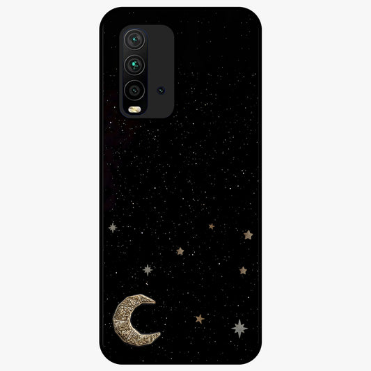 Twinkle Star With Half Moon Glass Case showing flat back view with star and half moon artwork and glossy glass finish.