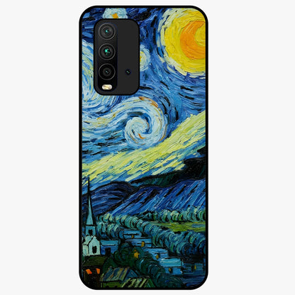 Van Gogh Art Glass Case showing flat back view with classic painterly artwork inspired by Van Gogh style and glossy glass finish.