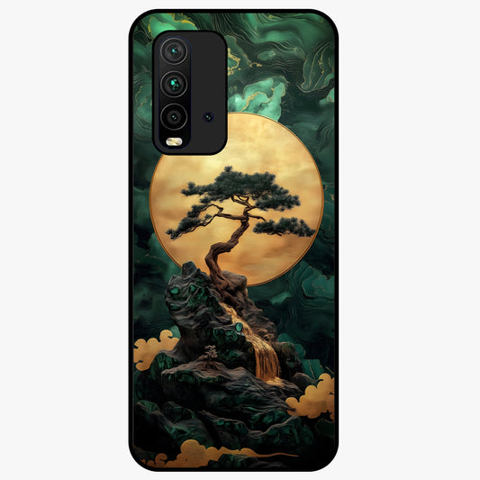 Zen Moon Rise Glass Case showing flat back view with calm moonrise artwork and glossy glass finish.