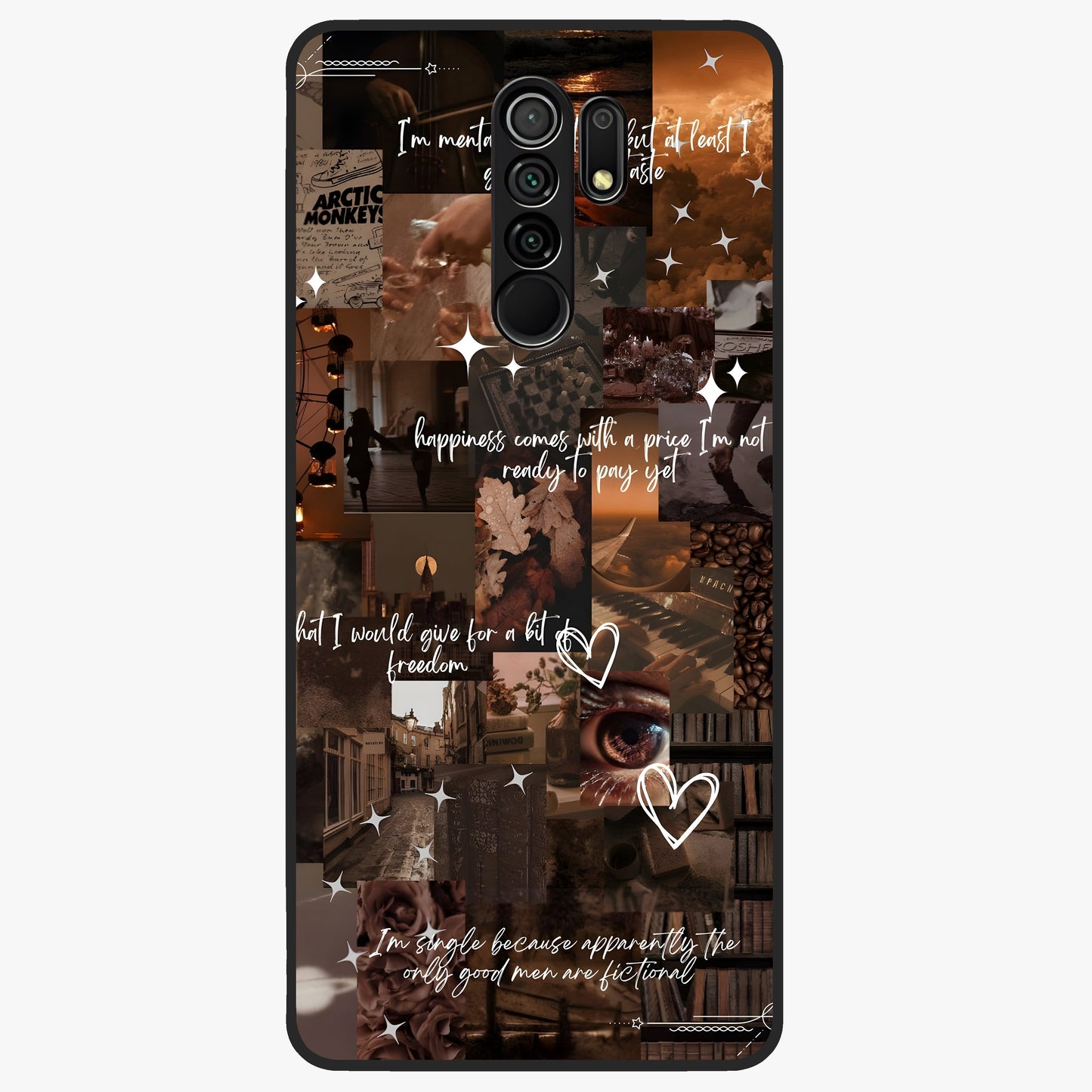 Bittersweet Aesthetic Chaos Glass Case showing flat back view with artistic chaotic aesthetic design and glossy glass finish.