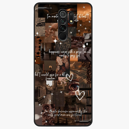 Bittersweet Aesthetic Chaos Glass Case showing flat back view with artistic chaotic aesthetic design and glossy glass finish.