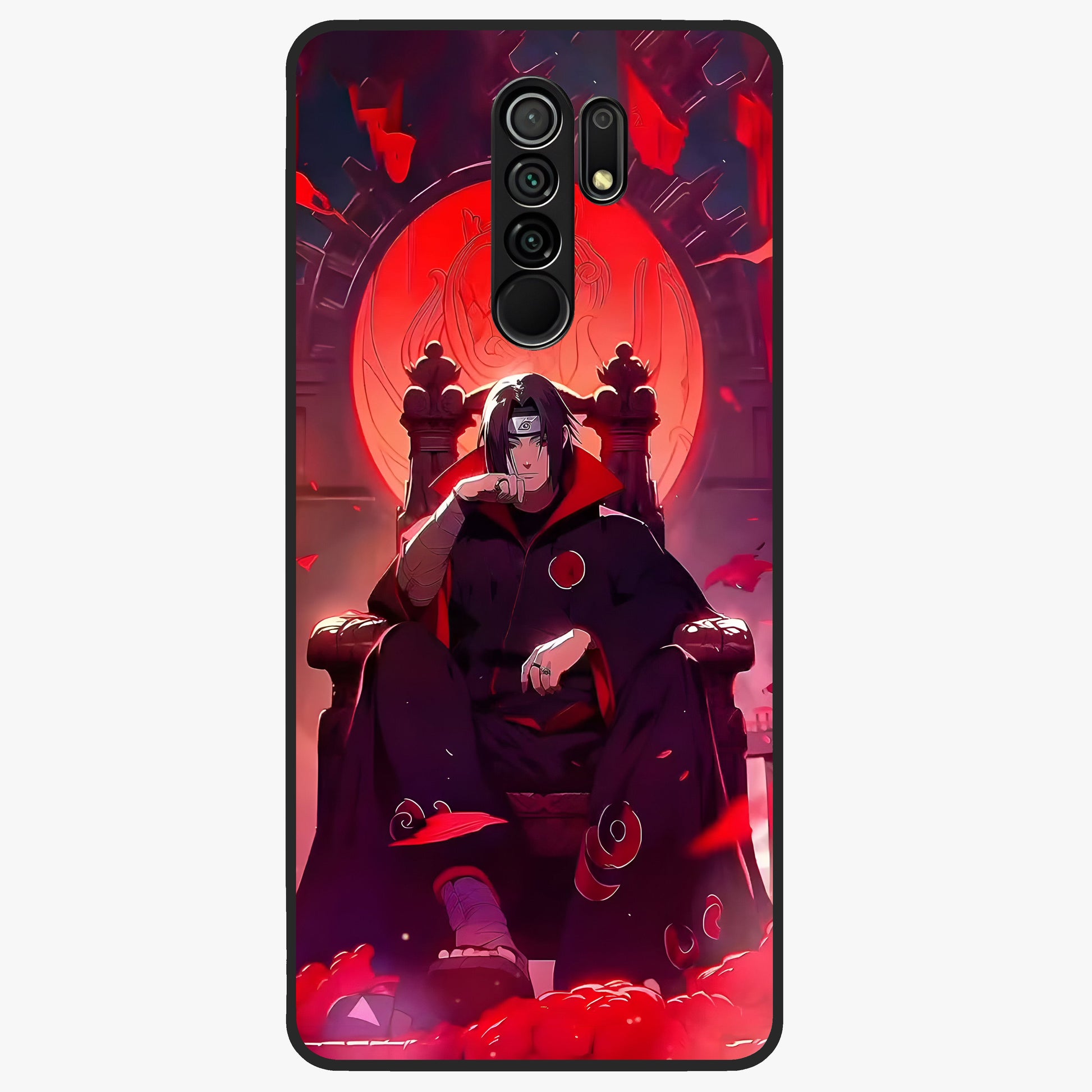 Blood Moon Sovereign Glass Case showing flat back view with mystical blood moon artwork and glossy glass finish.