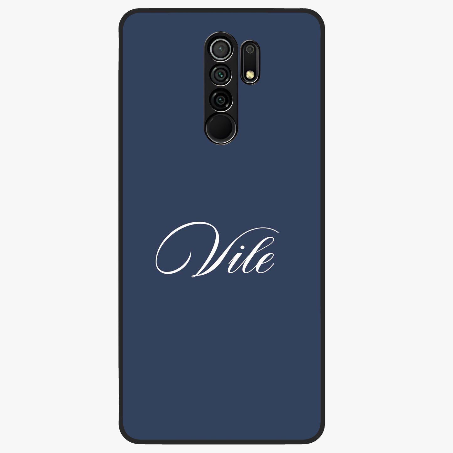 Blue Background Personalized Custom Name Glass Case showing flat back view with minimal blue background and custom name design.