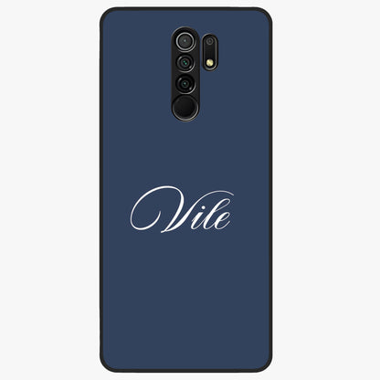 Blue Background Personalized Custom Name Glass Case showing flat back view with minimal blue background and custom name design.