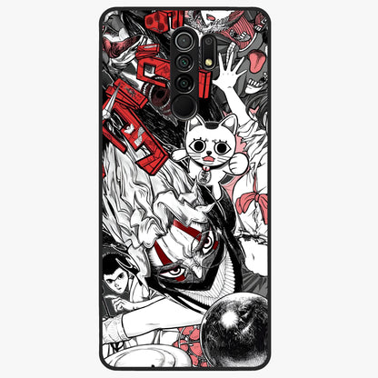Crimson Chaos Panel Glass Case showing flat back view with bold crimson abstract artwork and glossy glass finish.
