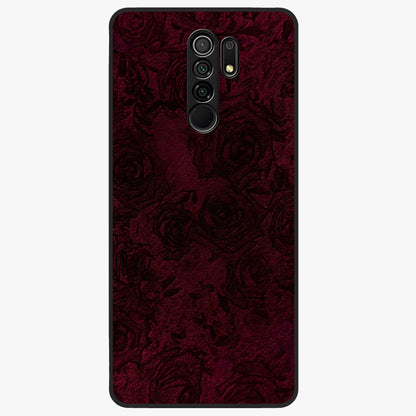 Crimson Fade Flow Glass Case showing flat back view with flowing crimson gradient artwork and glossy glass finish.