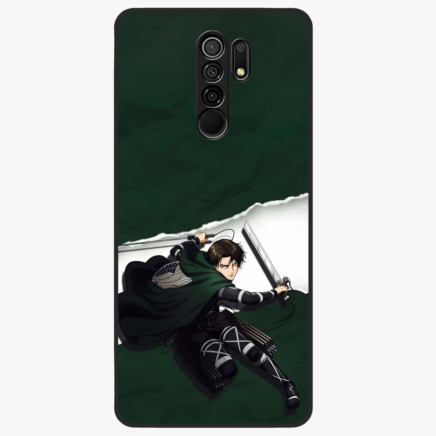 Emerald War Vanguard Glass Case showing flat back view with powerful warrior themed artwork and glossy glass finish.