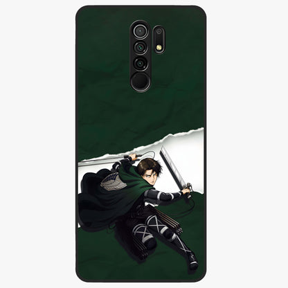 Emerald War Vanguard Glass Case showing flat back view with powerful warrior themed artwork and glossy glass finish.