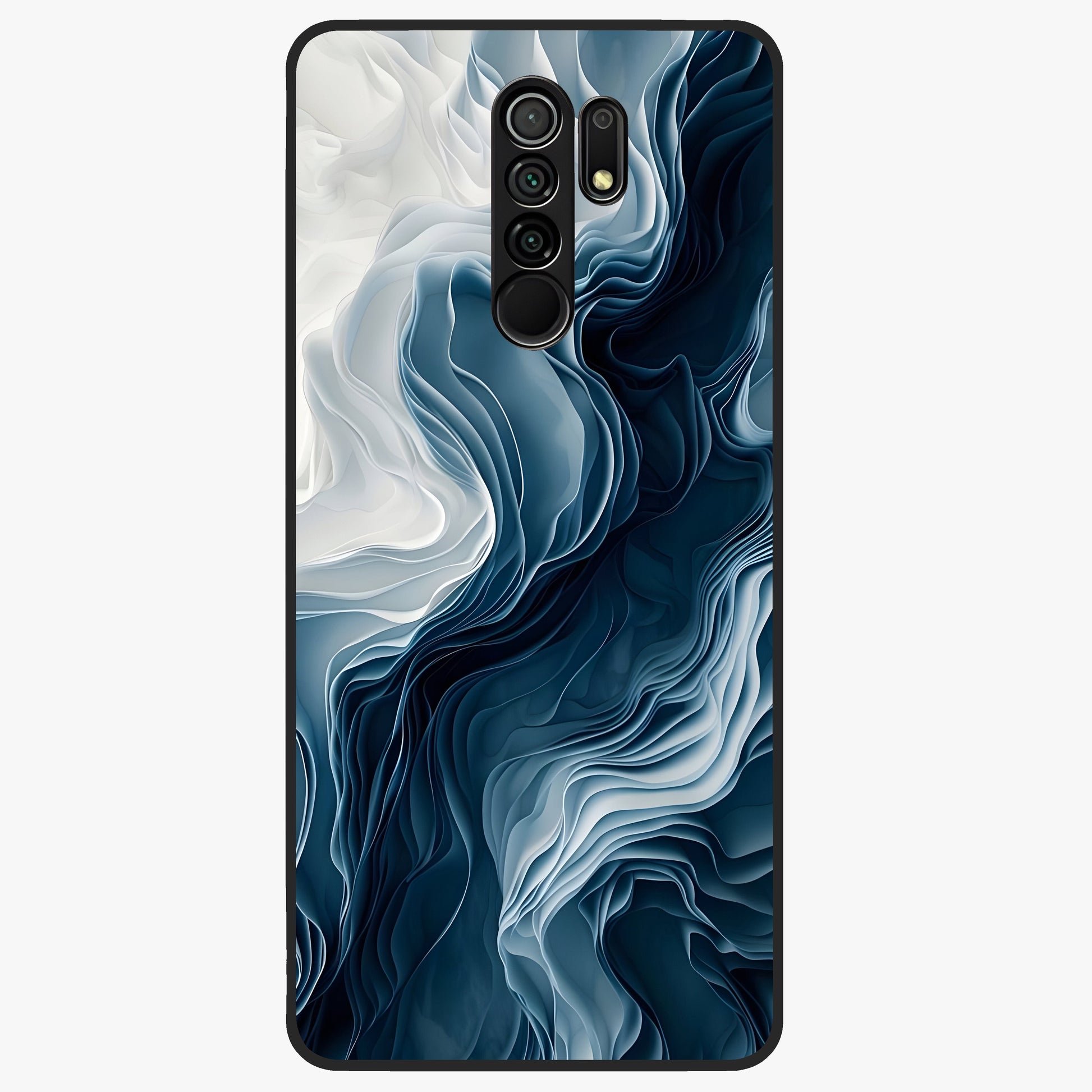 Ethereal Paper Marble Glass Case showing flat back view with soft marble paper texture artwork and glossy glass finish.