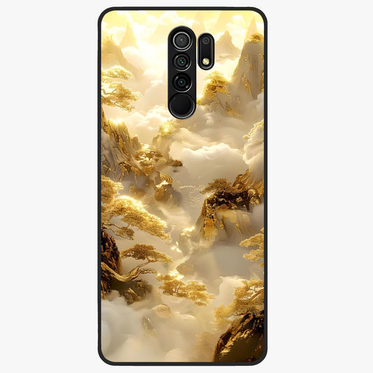 Gates Of Illumination Glass Case showing flat back view with mystical illuminated gate artwork and glossy glass finish.