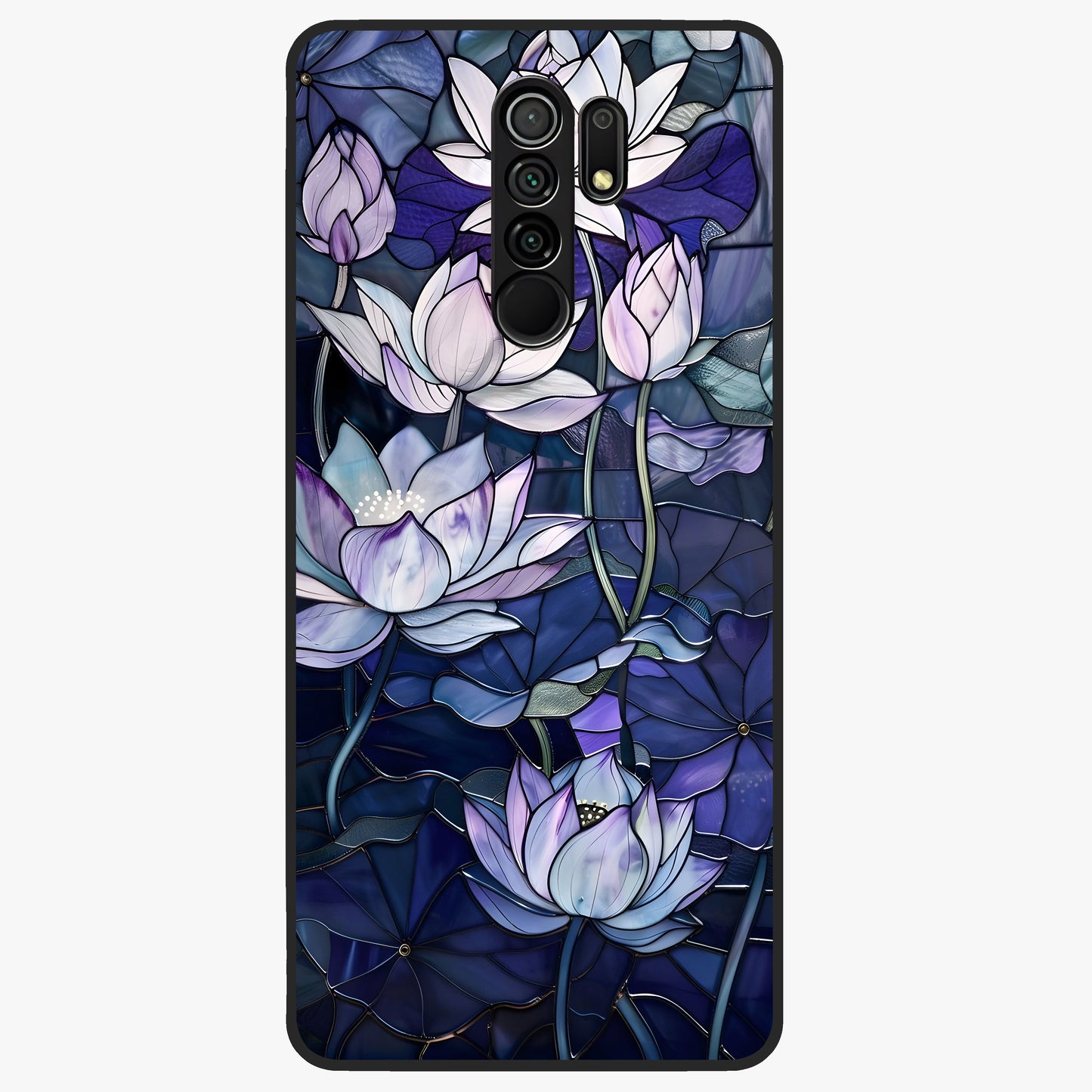 Gloss Petal Rush Glass Case showing flat back view with glossy flower petal artwork and smooth glass finish.