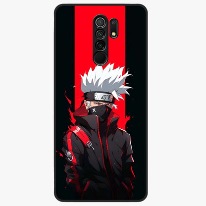 Kakashi Scarlet Shadow Glass Case showing flat back view with powerful anime ninja artwork and glossy glass finish.