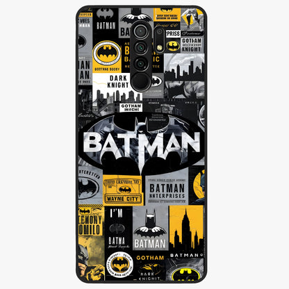 Knight Gotham Rise Glass Case showing flat back view with dark hero inspired artwork and glossy glass finish.