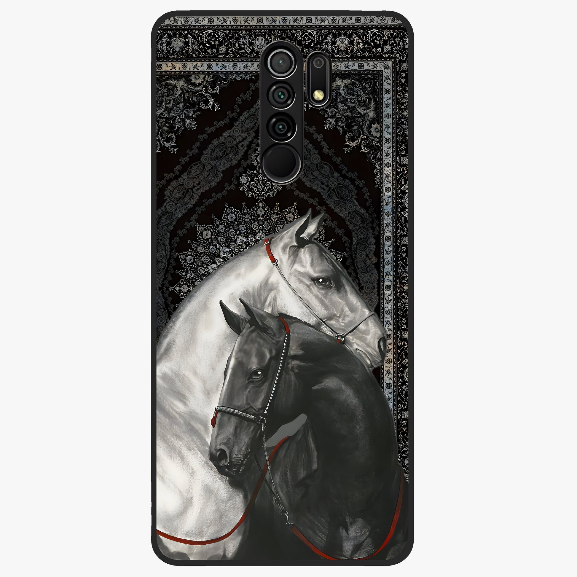 Majestic Ride Legacy Glass Case showing flat back view with powerful automotive inspired artwork and glossy glass finish.