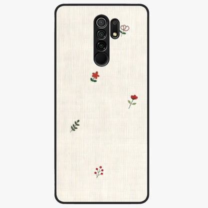Minimal Petal Whispers Glass Case showing flat back view with soft minimal floral artwork and glossy glass finish.