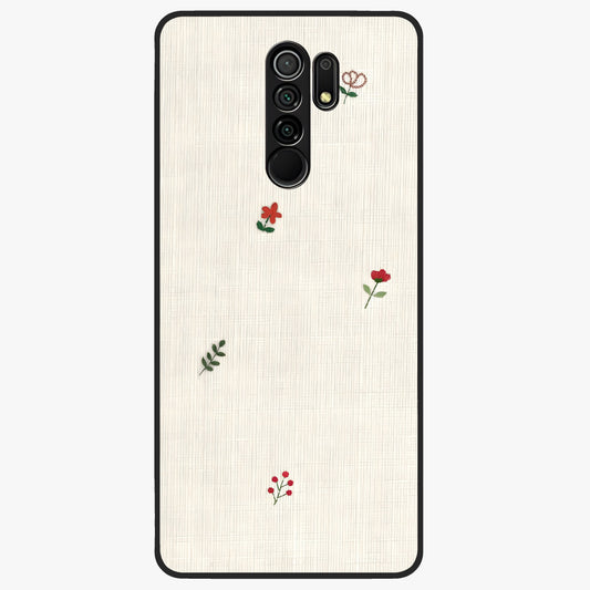 Minimal Petal Whispers Glass Case showing flat back view with soft minimal floral artwork and glossy glass finish.