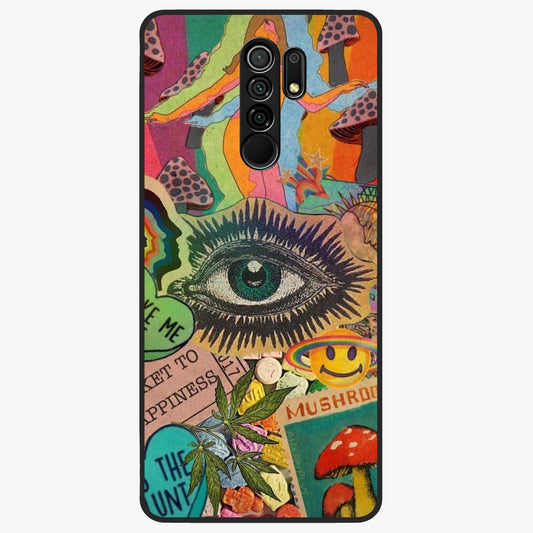 Mystic Eye Wonderland Glass Case showing flat back view with mystical eye themed artwork and glossy glass finish.