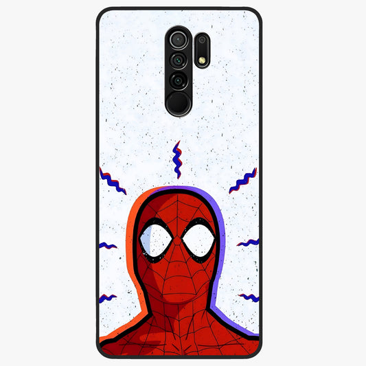 Omg Spiderman Glass Case showing flat back view with bold superhero inspired artwork and glossy glass finish.