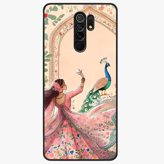 Royal Grace Muse Glass Case showing flat back view with elegant artistic artwork and glossy glass finish.