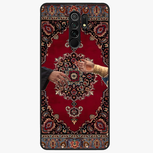 Royal Touch Reach Glass Case showing flat back view with elegant royal themed artwork and glossy glass finish.