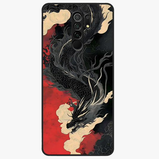 Shadow Dragon Fury Glass Case showing flat back view with fierce dragon artwork and glossy glass finish.