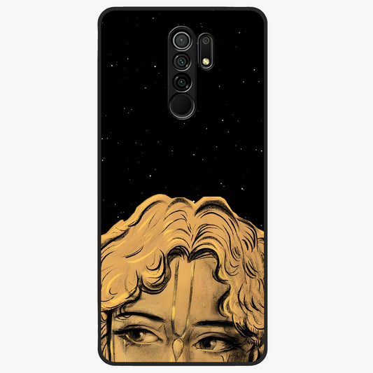 Shri Krishna Art Glass Case showing flat back view with devotional Krishna artwork and glossy glass finish.