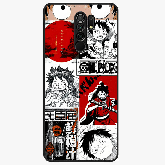 Strawhat Chaos Panels Glass Case showing flat back view with anime inspired chaos panel artwork and glossy glass finish.