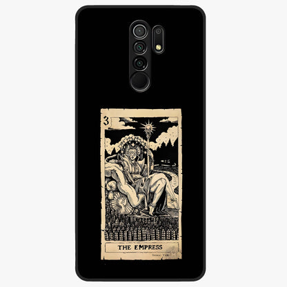 The Empress Glass Case showing flat back view with regal feminine artwork and glossy glass finish.