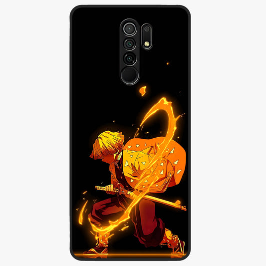 Thunder Flame Execution Glass Case showing flat back view with powerful flame and lightning artwork and glossy glass finish.