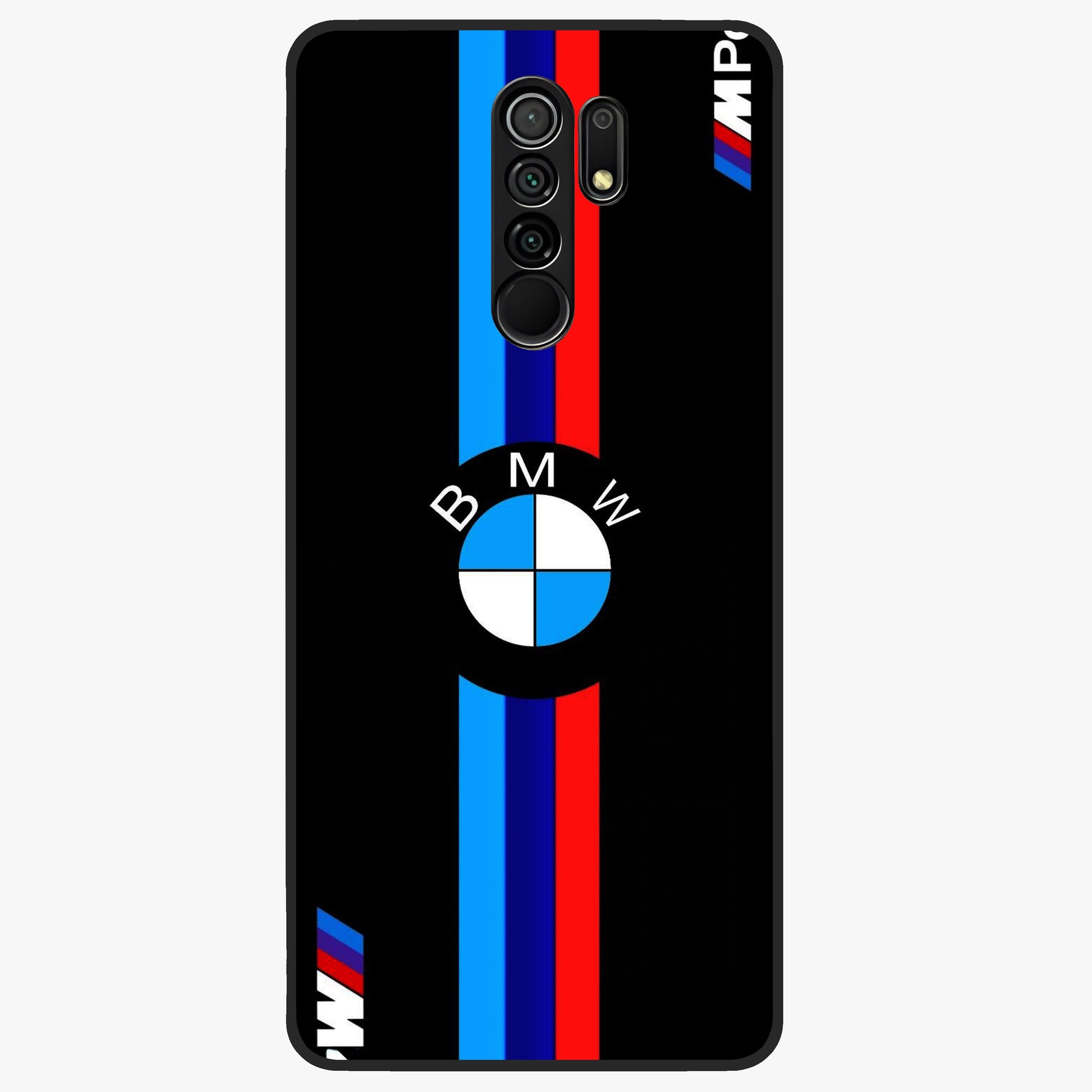 Turbo BMW Beast Glass Case showing flat back view with high performance sports car artwork and glossy glass finish.