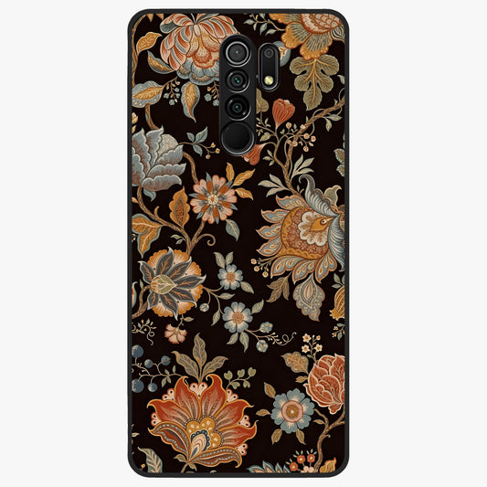 Vintage Floral Dream Glass Case showing flat back view with classic floral artwork and glossy glass finish.