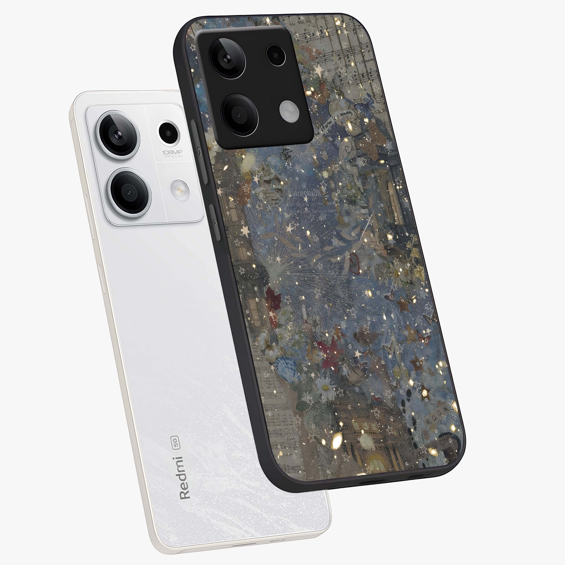 Aesthetic Astrolophia Glass Case displayed in angled mockup highlighting artistic aesthetic elements and smooth glass surface.