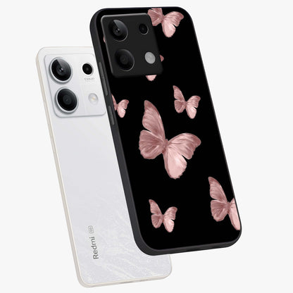 Butterfly Pattern Glass Case displayed in angled mockup highlighting delicate butterfly design and aesthetic pattern style.