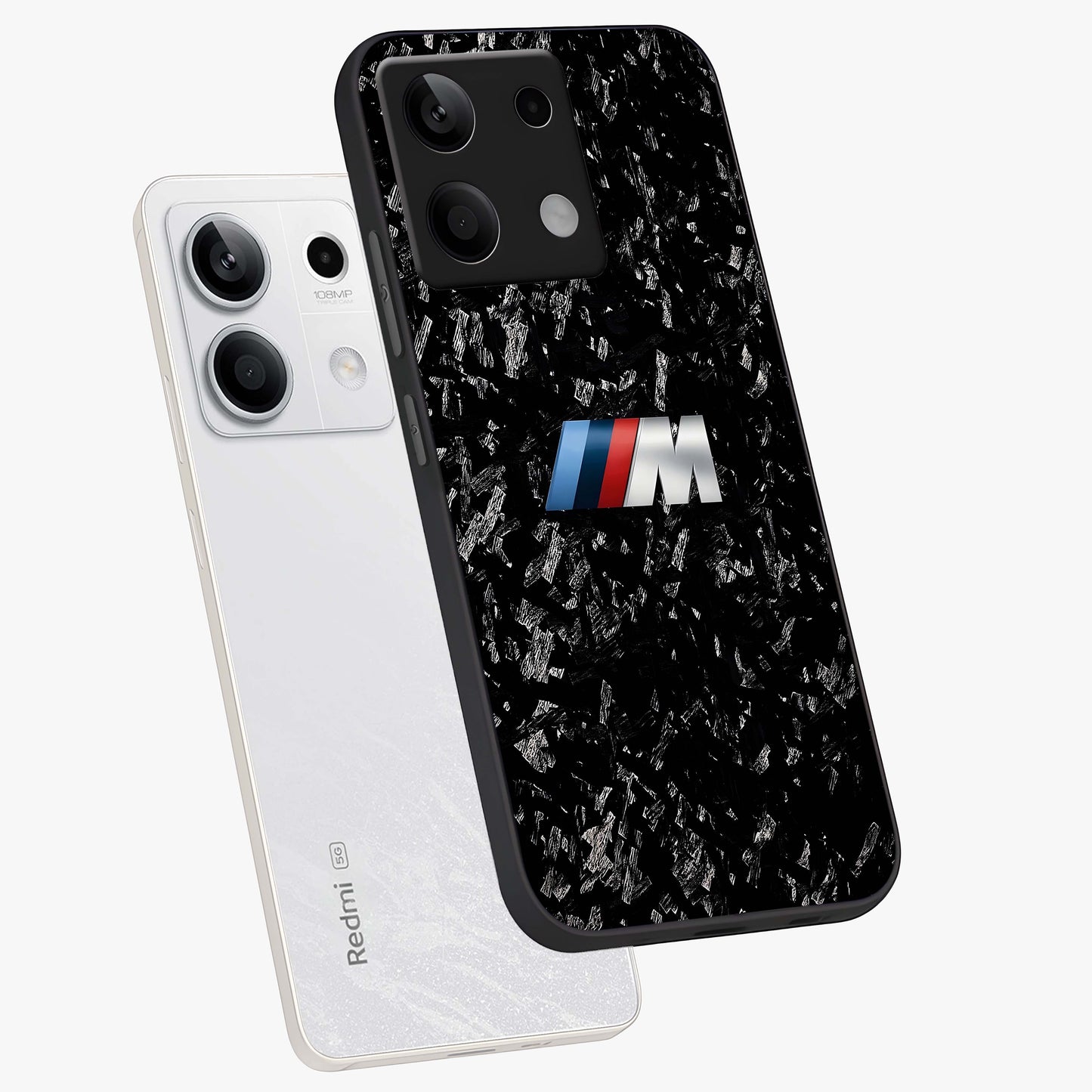 Carbon Speed Mark Glass Case displayed in angled mockup highlighting racing inspired carbon design and sleek aesthetic style.