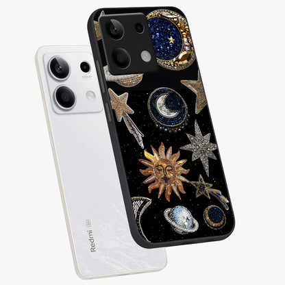 Celestial Gem Constellations Glass Case displayed in angled mockup highlighting gemstone inspired constellation design.