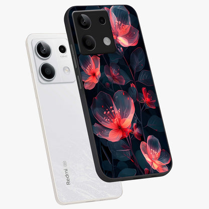 Dark Shade of Flower Glass Case displayed in angled mockup highlighting moody floral illustration with aesthetic dark tones.
