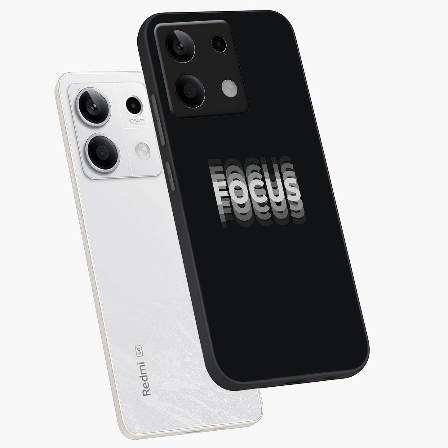 Focus Mode On Glass Case displayed in angled mockup highlighting clean minimal text artwork with modern aesthetic style.